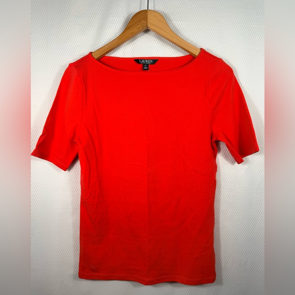 Ralph Lauren Red Short-Sleeve Boatneck Top